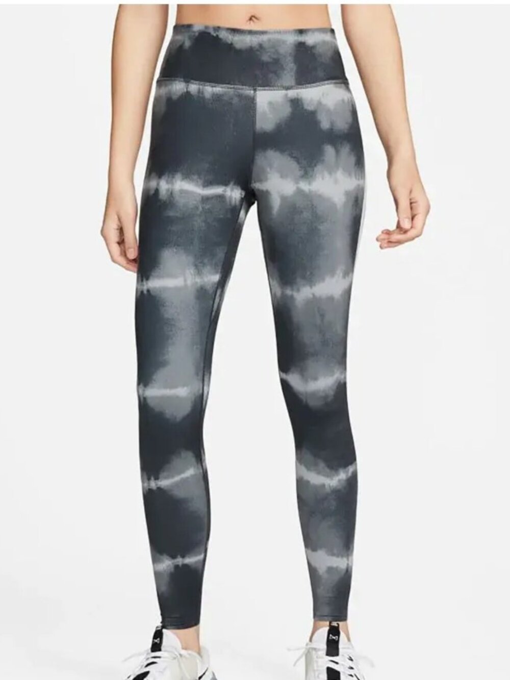 NIKE Women One Luxe Mid Rise Printed Training Leggings Black Size XS Dm7619-010